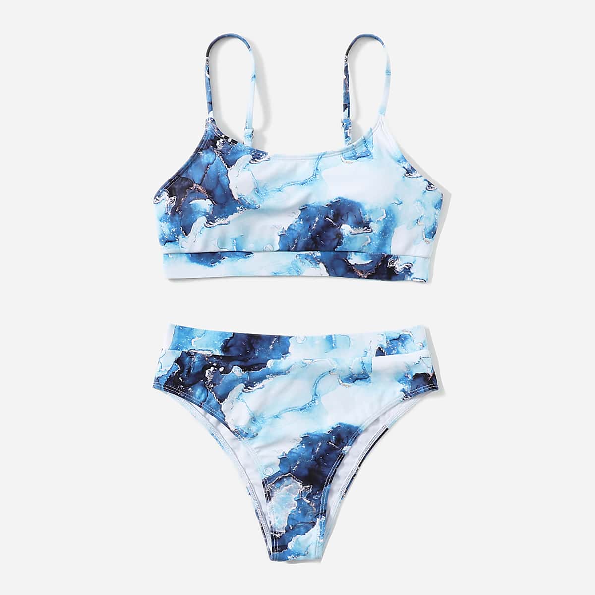 

Marble Print Bikini Swimsuit, Multicolor
