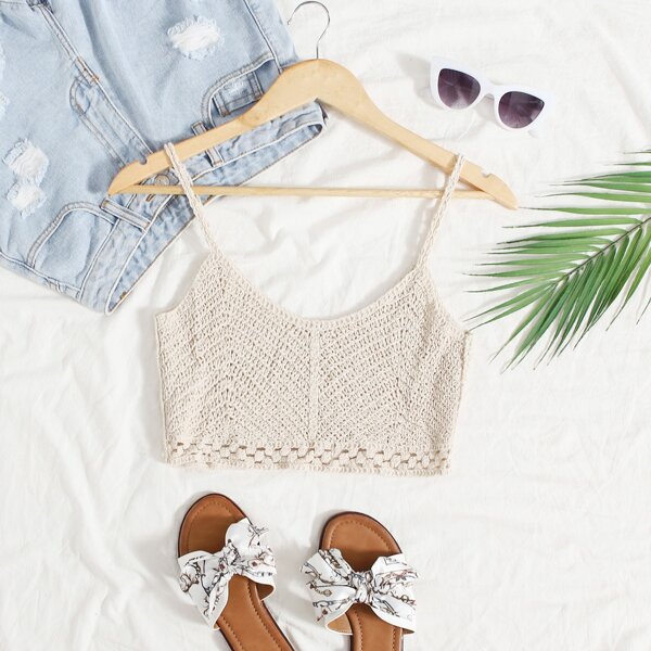 

Solid Crochet Cover Up, Apricot