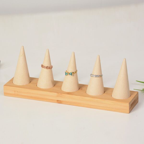 

1pc 5 Finger Ring Display Holder, Beige