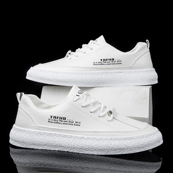 

Men Letter Graphic Breathable Skate Shoes, White