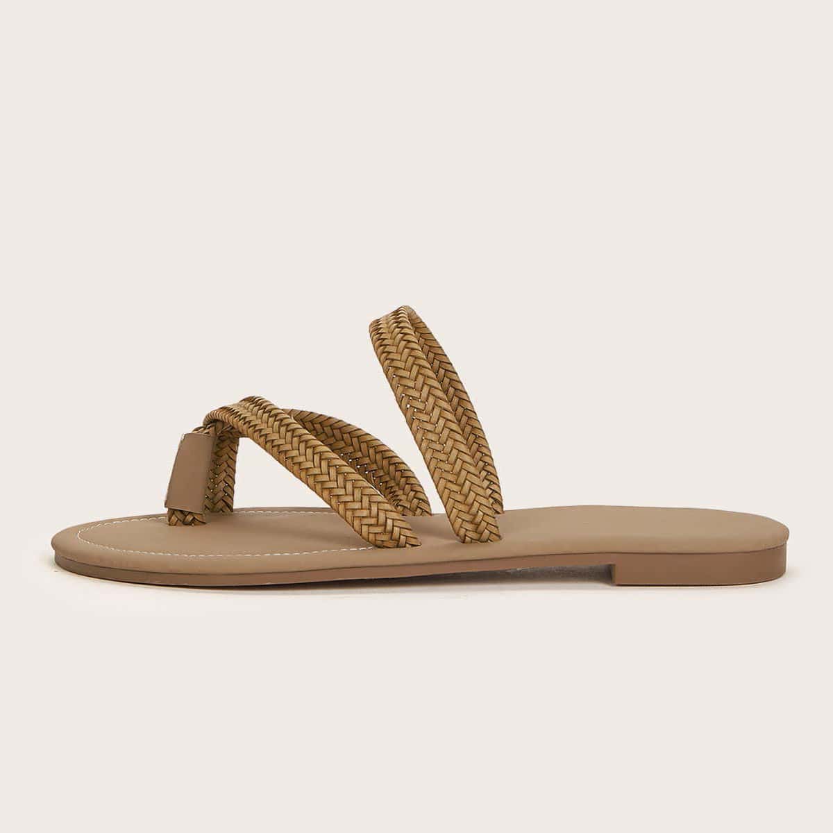 

Braided Thong Sandals, Brown