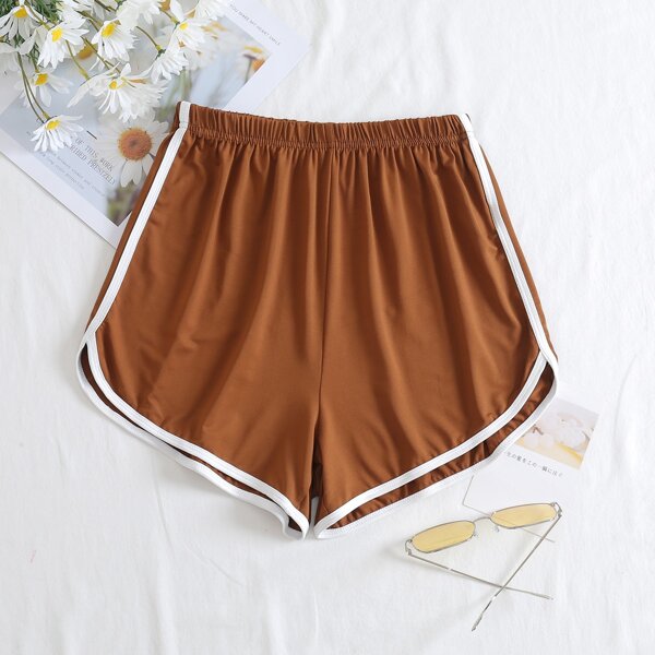 

Contrast Binding Track Shorts, Brown