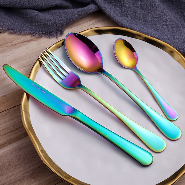 

4pcs Stainless Steel Cutlery Set, Multicolor