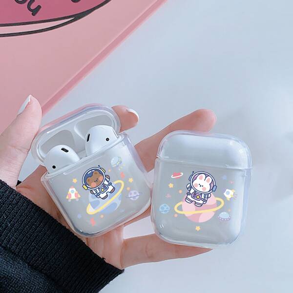 

2pcs Cartoon Astronaut Clear Case For Airpods
