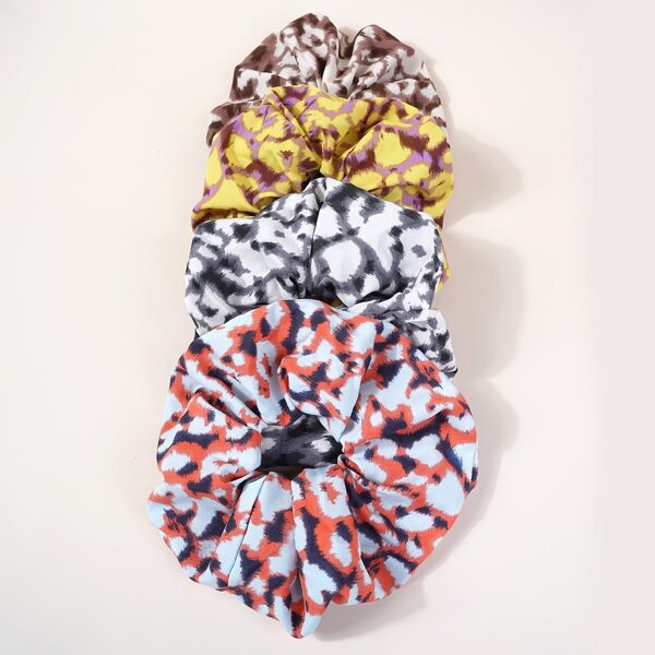 

4pcs Graphic Scrunchies, Multicolor