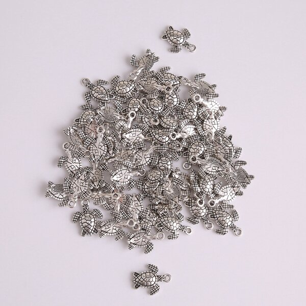 

60pcs Tortoise Shaped DIY Jewelry Pendant, Silver