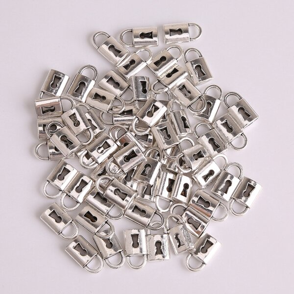 

60pcs Lock Shaped DIY Jewelry Pendant, Silver
