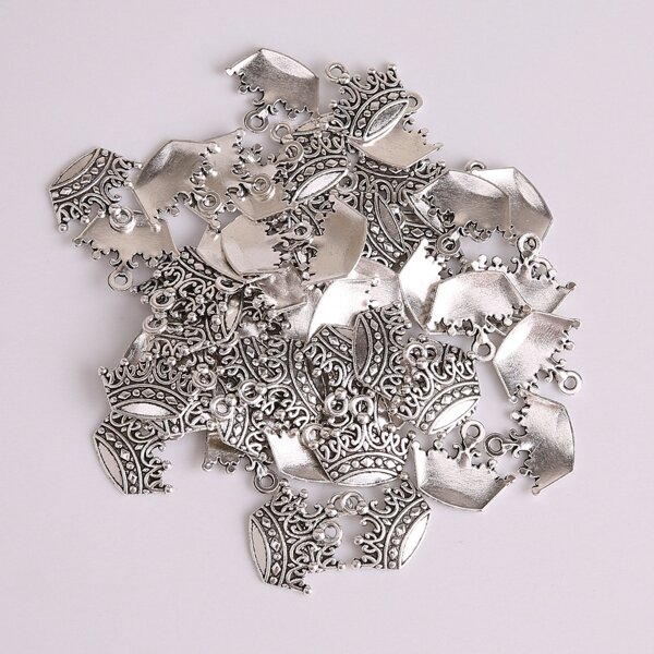 

60pcs Crown Shaped DIY Jewelry Pendant, Silver