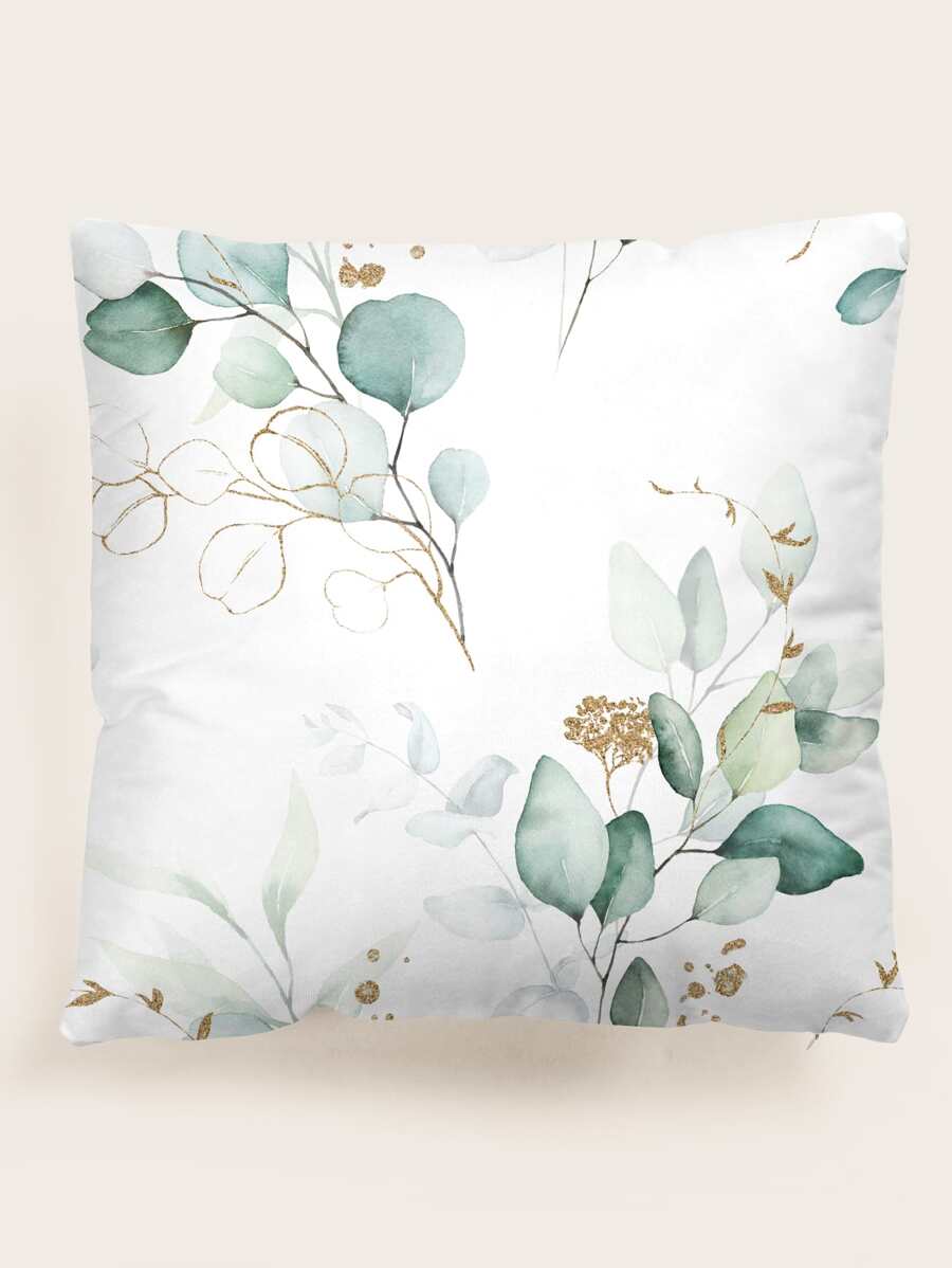 Leaf Print Cushion Cover Without Filler - Multicolor - View 1