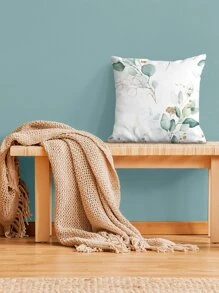 Leaf Print Cushion Cover Without Filler - Multicolor - View 7