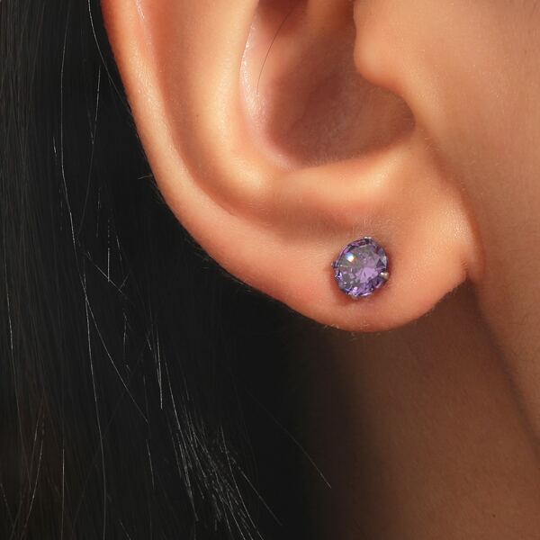 

Zircon Stud Earrings, Purple