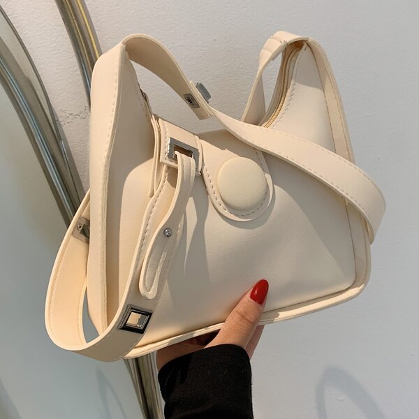 

Solid Crossbody Bag, Beige