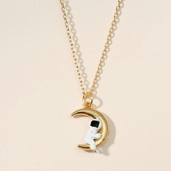 

Moon Pendant Necklace, Gold