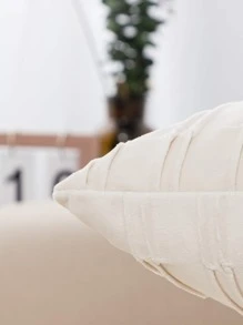 1入組素色針襇靠墊套不附帶墊芯 - 米色 - 查看 3