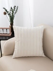 1入組素色針襇靠墊套不附帶墊芯 - 米色 - 查看 5