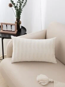 1入組素色針襇靠墊套不附帶墊芯 - 米色 - 查看 6