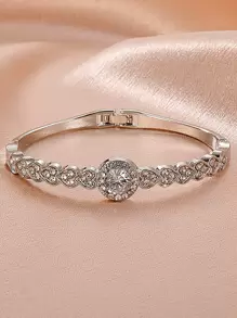 方晶鋯石裝飾手鍊 - 銀色 - 查看 1