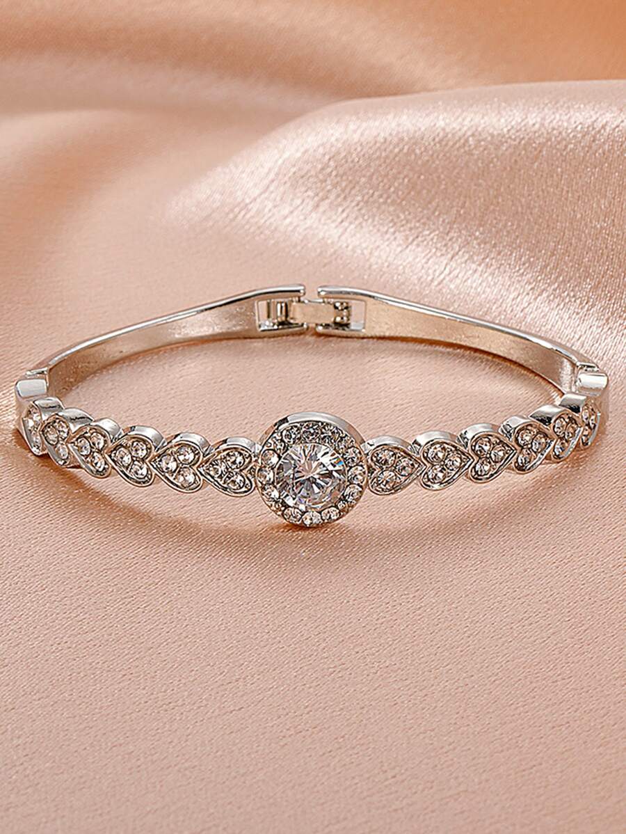 方晶鋯石裝飾手鍊 - 銀色 - 查看 1