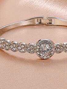 方晶鋯石裝飾手鍊 - 銀色 - 查看 3