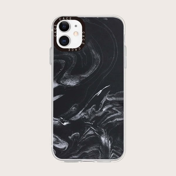 

Marble Print Phone Case, Black and white