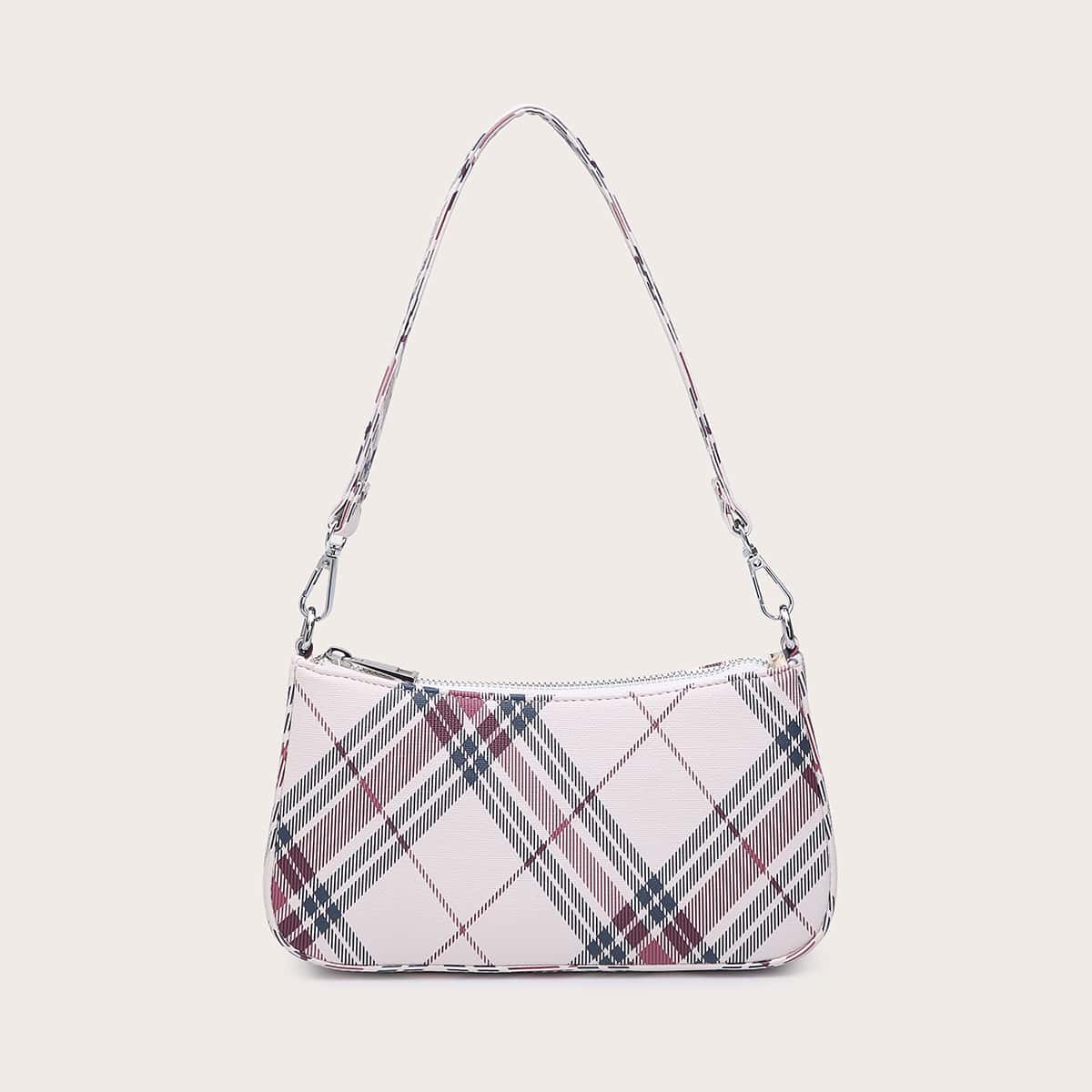 

Plaid Pattern Shoulder Bag, Multicolor