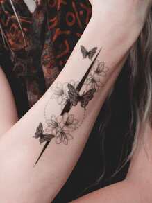 Tattoo Sticker,1 Sheet Butterfly & Flower Temporary Tattoos For Women,Animal Tattoo Stickers Adults,Fake Tattoos That Look Real ,For Women and Girls