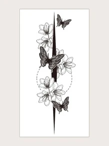 Tattoo Sticker,1 Sheet Butterfly & Flower Temporary Tattoos For Women,Animal Tattoo Stickers Adults,Fake Tattoos That Look Real ,For Women and Girls