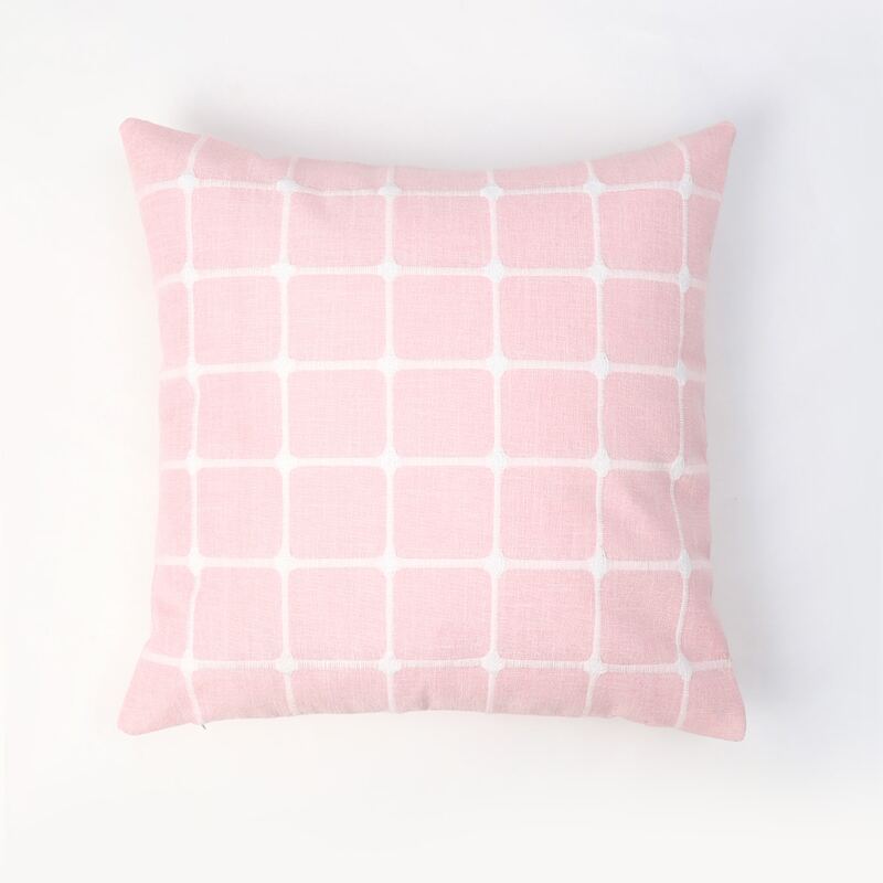 

Plaid Pattern Cushion Cover Without Filler, Pink