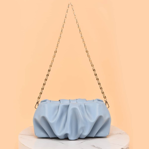 

Ruched Chain Bag, Blue