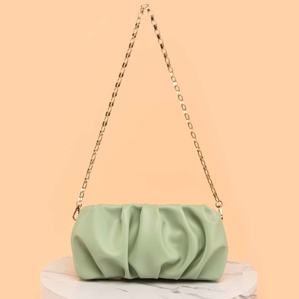 

Ruched Chain Bag, Green