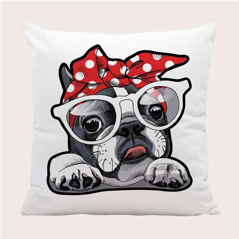 

Dog Print Cushion Cover Without Filler, Multicolor