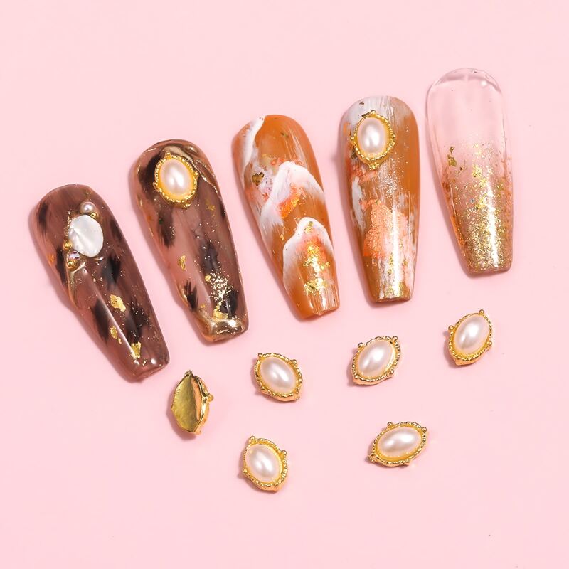 

10pcs Nail Art Decoration, Gold