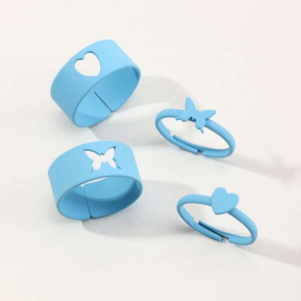 

4pcs Alloy Ring, Blue