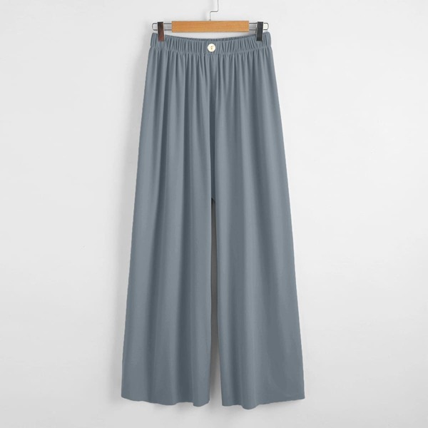 

Plus Single Button Wide Leg Pants, Grey