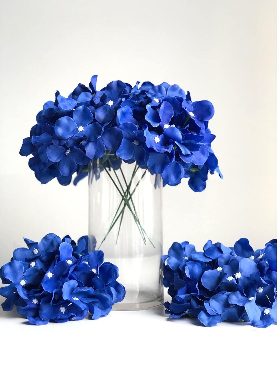 5/10/20pcs Hydrangea Artificial Flower Heads With Stems,Fake Hydrangea Flowers, Table Arrangement Decoration Silk Flower, Blue Fake Flower For Home Office Party Wedding, Fake Plants, Spring Decor, Room, Desk, Garden Decor, Room Decoration Stuff, Valentine Day, Gift Gifts Birthday Graduation - Royal Blue - View 1