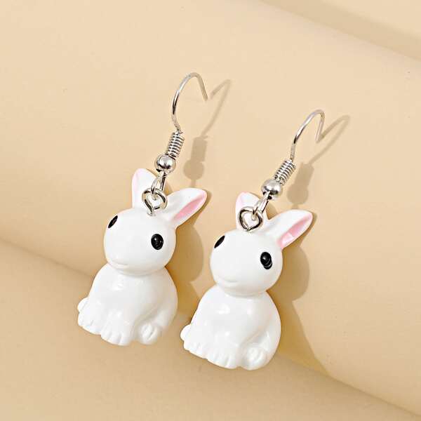 

Cartoon Rabbit Earrings, White