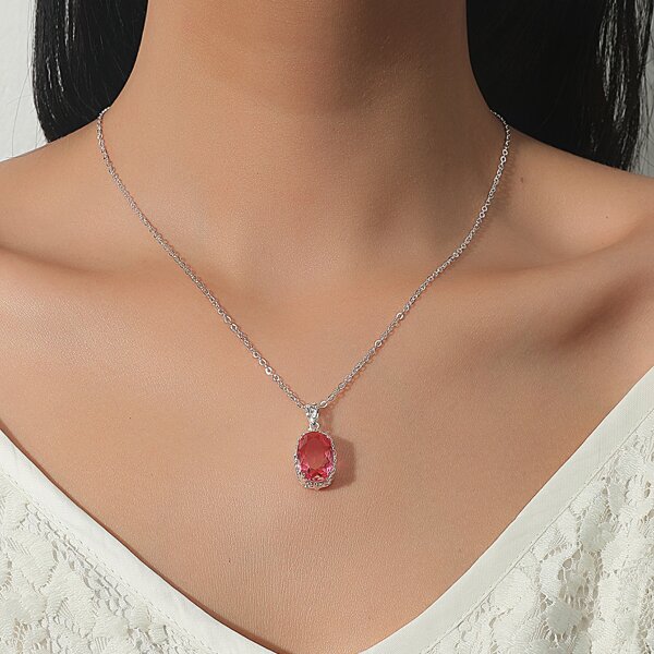 

Gemstone Charm Necklace, Pink