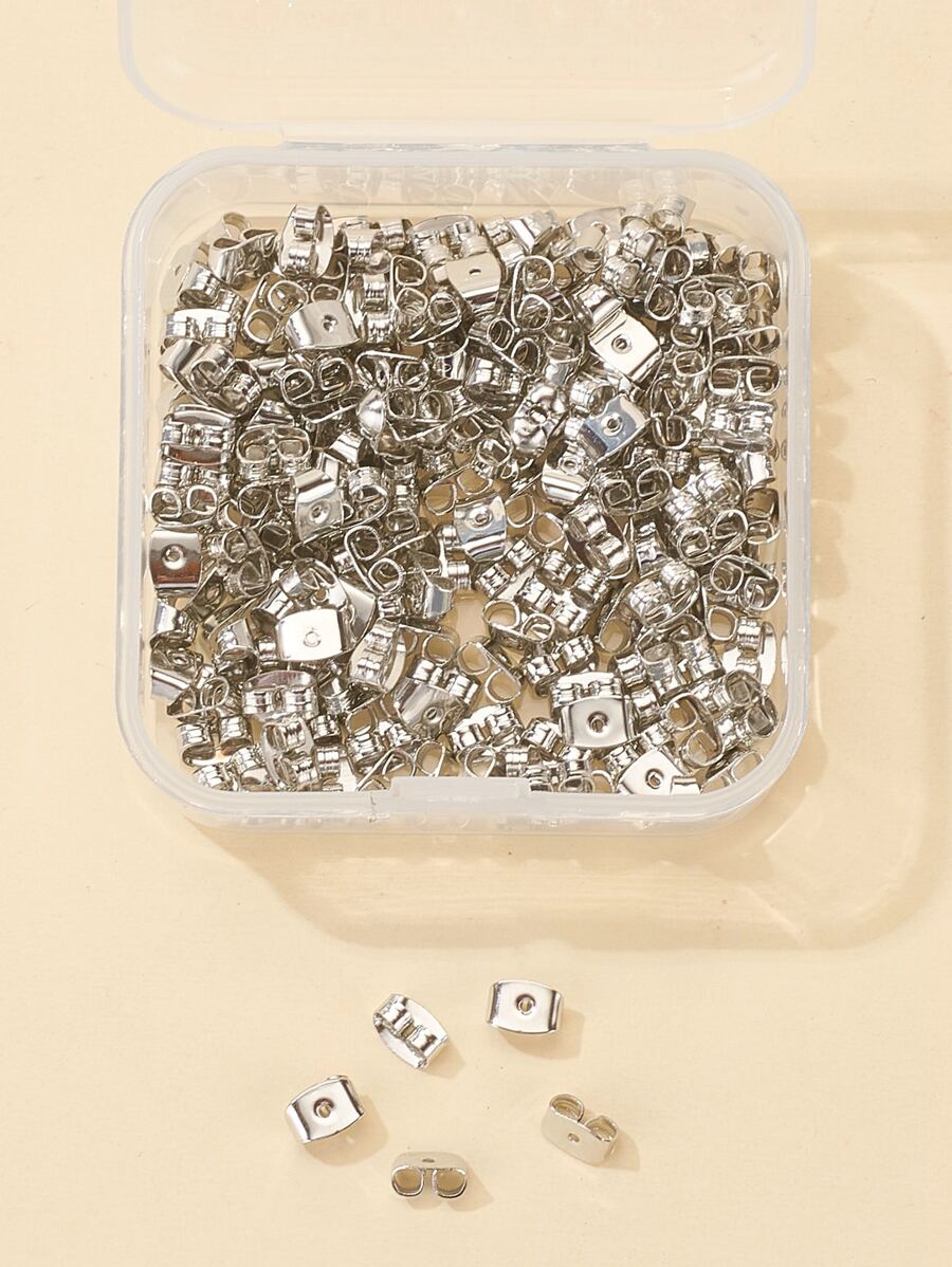 200pcs Iron Ear Nuts Earring Backs Platinum Earring Accessory - Silver - View 1