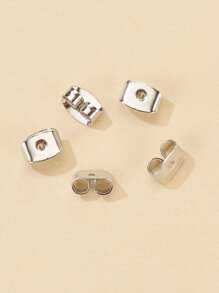 200pcs Iron Ear Nuts Earring Backs Platinum Earring Accessory - Silver - View 4