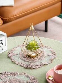 1入組花朵刺繡蕾絲餐墊 - 粉色 - 查看 5