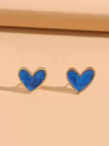 Heart Shaped Stud Earrings Valentines,Mom,Mother,Mother's Day,Gift - Blue - View 3
