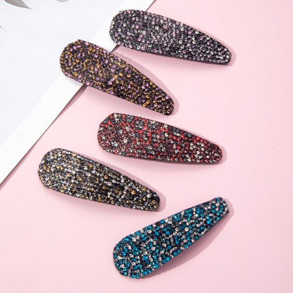 

5pcs Rhinestone Decor Hair Clip, Multicolor