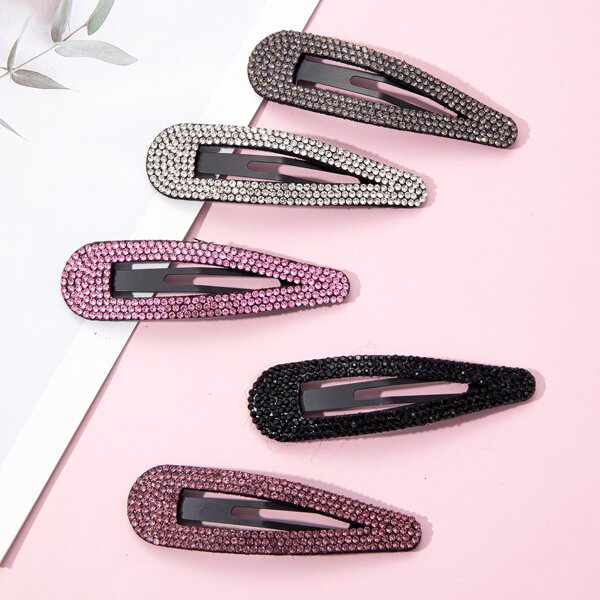 

5pcs Rhinestone Decor Hair Clip, Multicolor