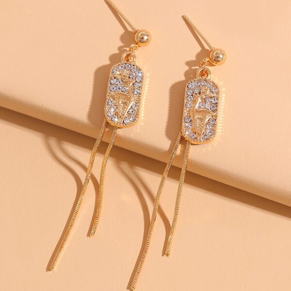 

Rhinestone Geo Decor Earrings, Gold