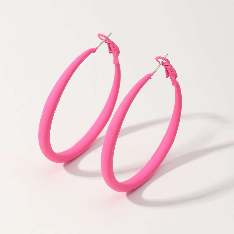 

Minimalist Hoop Earrings, Hot pink