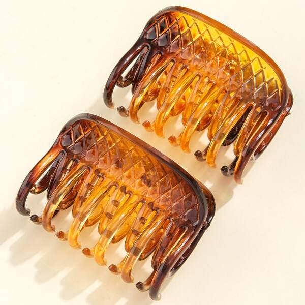 

2pcs Simple Hair Claw, Brown