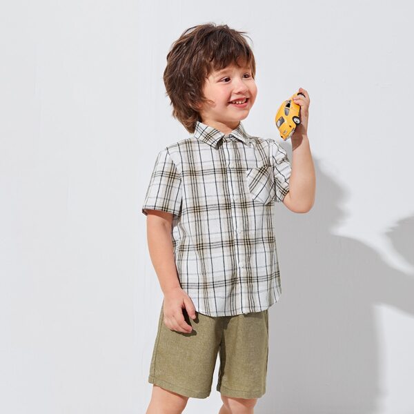 

Toddler Boys Plaid Shirt and Slant Pocket Shorts Set, Multicolor