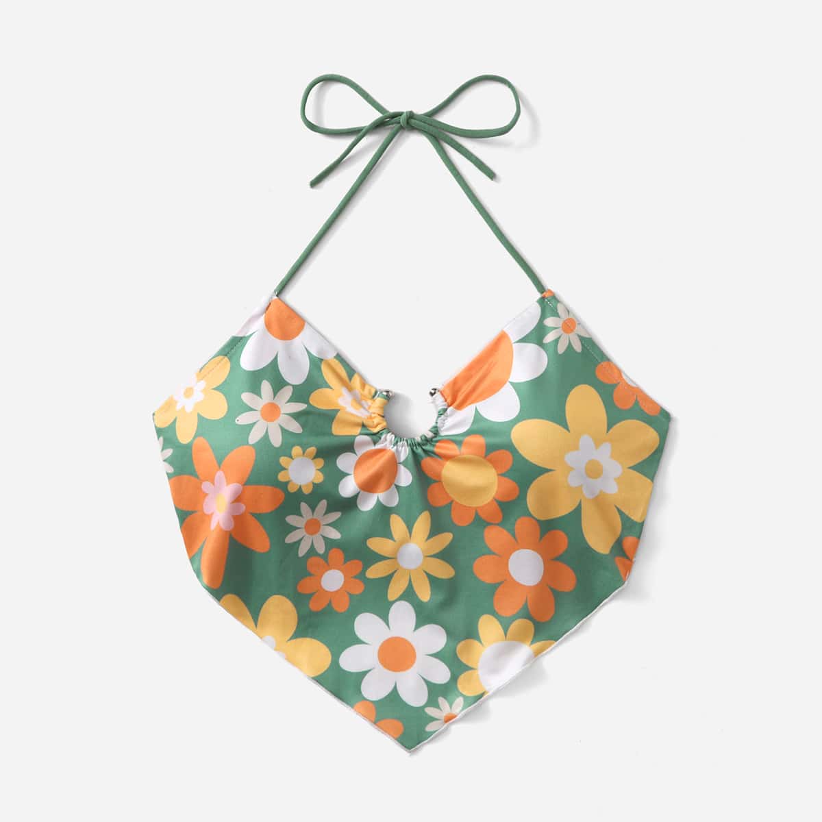 

Floral Graphic Ring Decor Halter Top, Multicolor