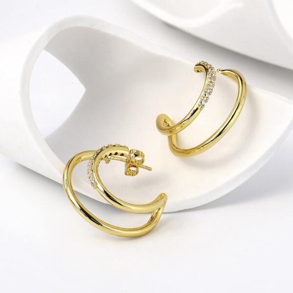 

Gold Plated Rhinestone Hoop Earrings