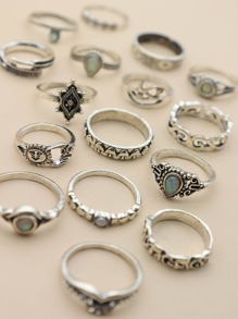 15pcs Alloy Vintage Ring | SHEIN USA